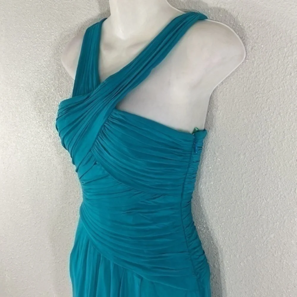 BCBGMaxazria Helyn Blue Jade gathered halter bodycon dress